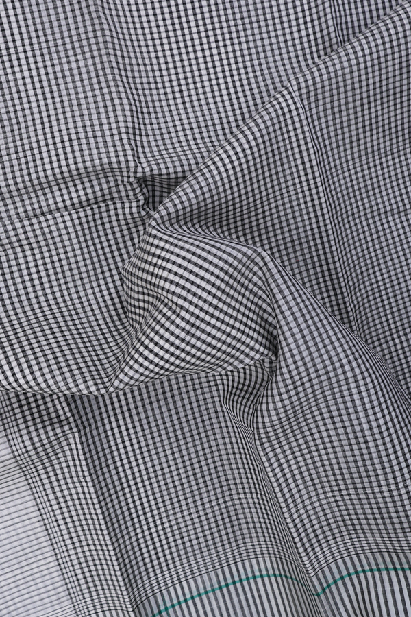 Koorainadu Cotton Saree Black And White With Checks Design