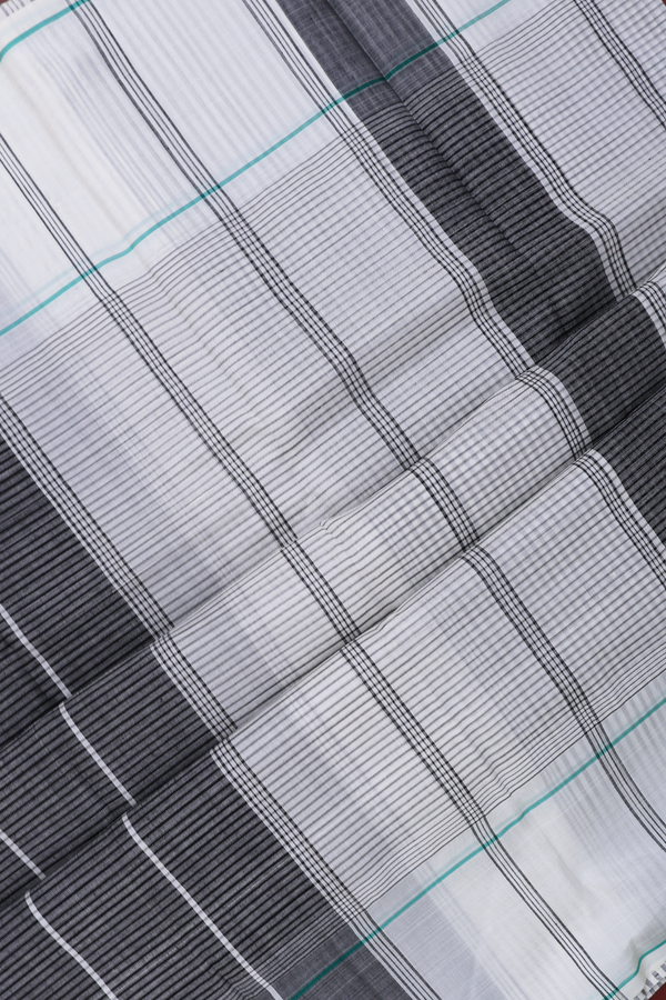 Koorainadu Cotton Saree Black And White With Checks Design