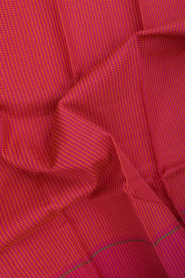 Koorainadu Cotton Saree In Pink And Orange With Checks Design