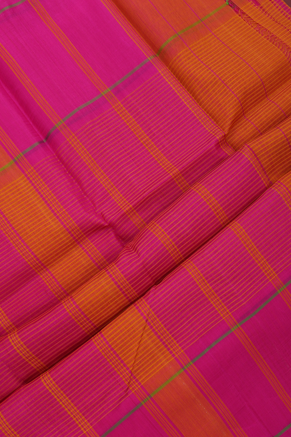 Koorainadu Cotton Saree In Pink And Orange With Checks Design