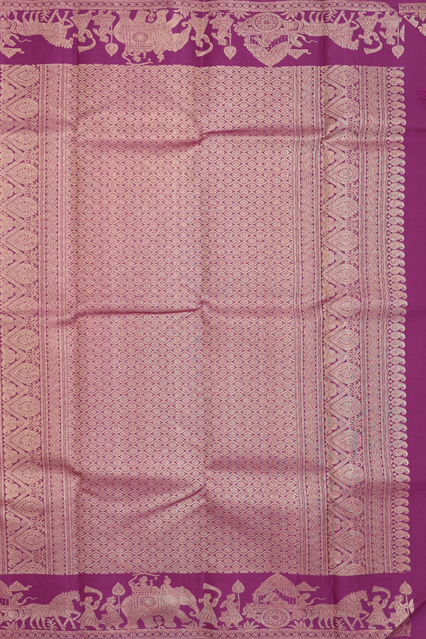 Kanchipuram Silk Saree In Grape Purple With Zari Buttas