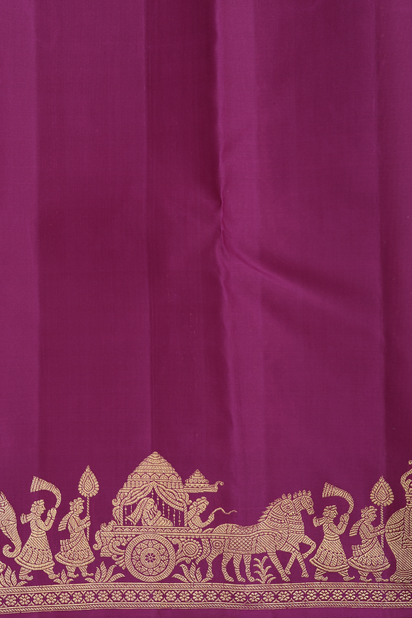 Kanchipuram Silk Saree In Grape Purple With Zari Buttas