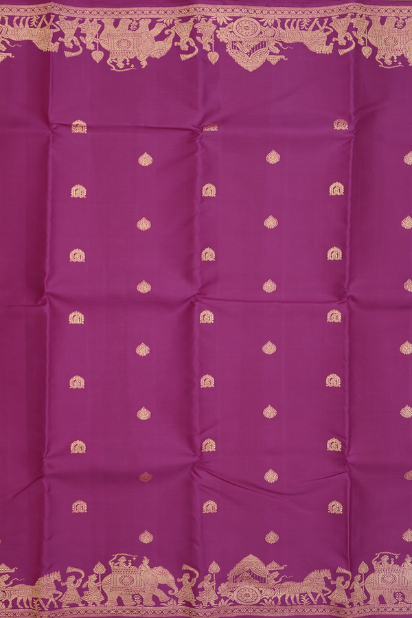Kanchipuram Silk Saree In Grape Purple With Zari Buttas