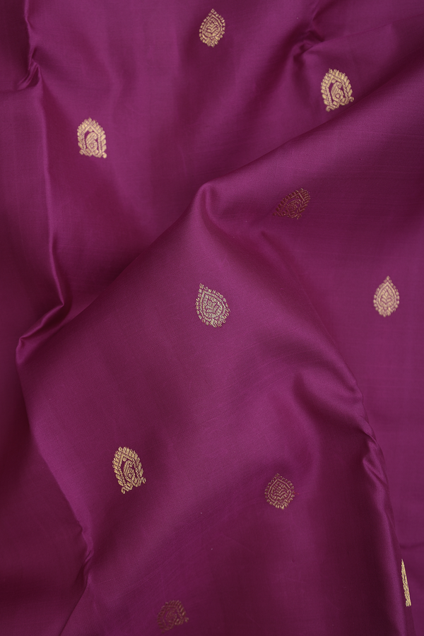 Kanchipuram Silk Saree In Grape Purple With Zari Buttas