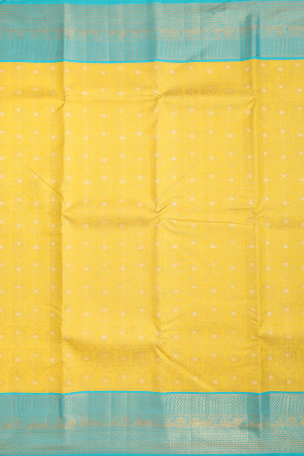 Kanchipuram Silk Saree In Royal Yellow With Brocade Design
