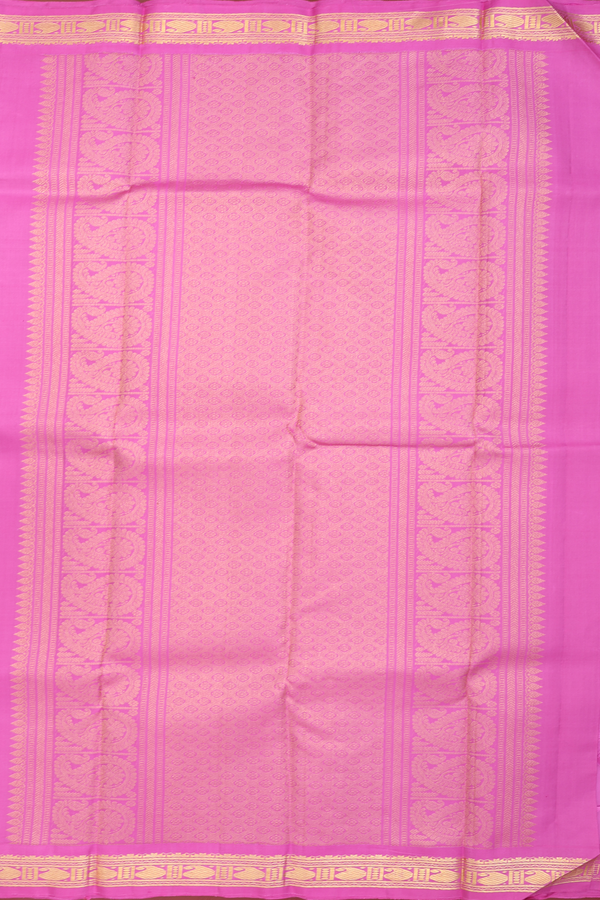 Kanchipuram Silk Saree In Lotus Pink With Peacock Buttas
