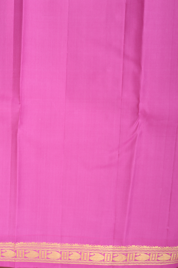 Kanchipuram Silk Saree In Lotus Pink With Peacock Buttas