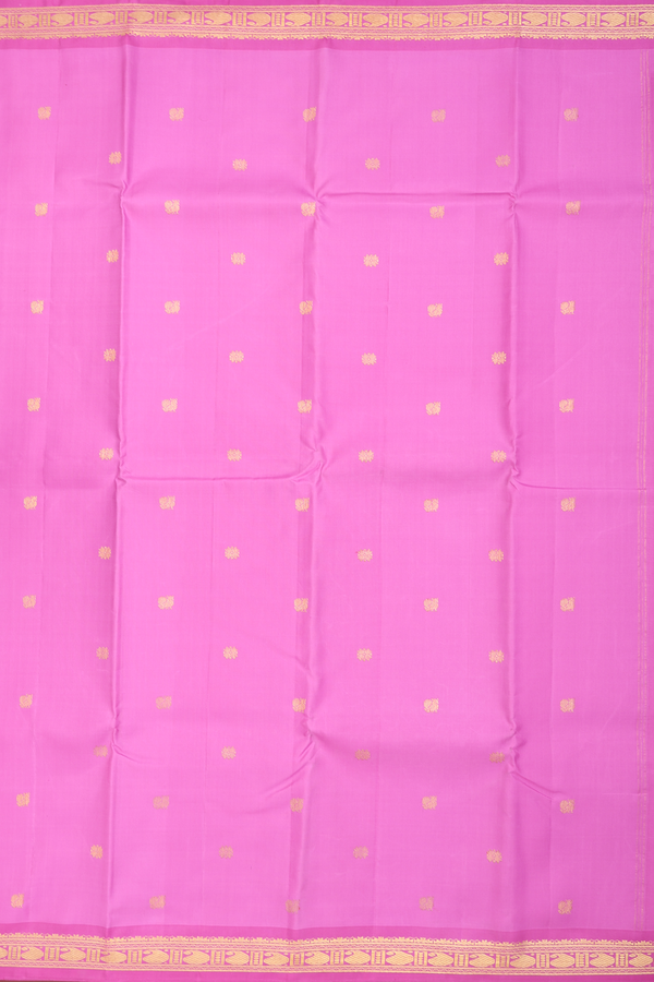 Kanchipuram Silk Saree In Lotus Pink With Peacock Buttas
