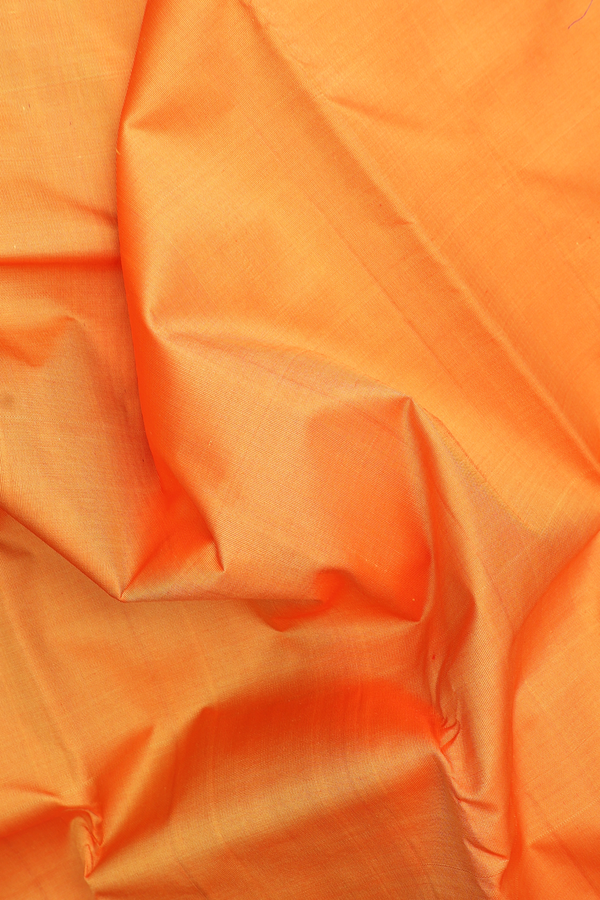 Kanchipuram Silk Saree In Orange With Contrast Border