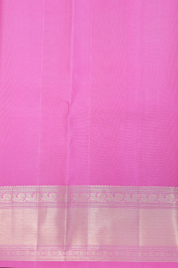 Kanchipuram Silk Saree Pink With Peacock And Chakram Buttas