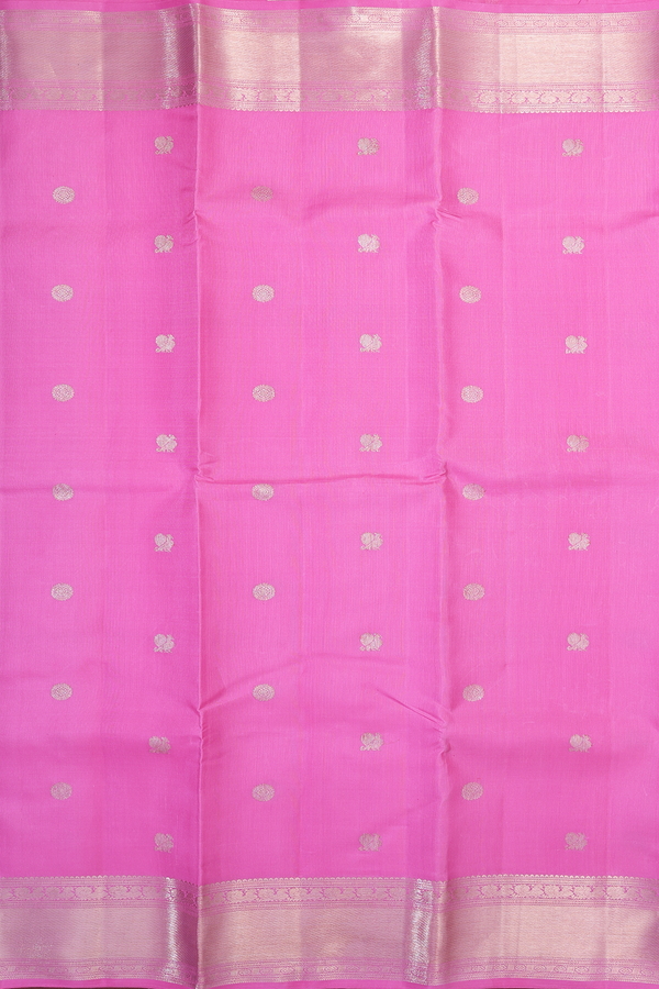 Kanchipuram Silk Saree Pink With Peacock And Chakram Buttas