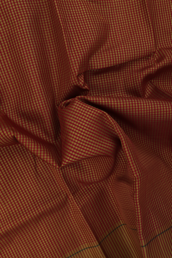 Koorainadu Cotton Saree In Red And Yellow With Checks Design