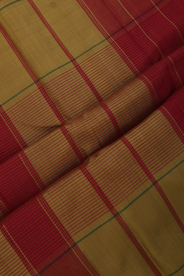 Koorainadu Cotton Saree In Red And Yellow With Checks Design