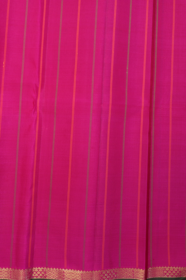 Kanchipuram Silk Saree Orange Red Stripes Along With Buttas