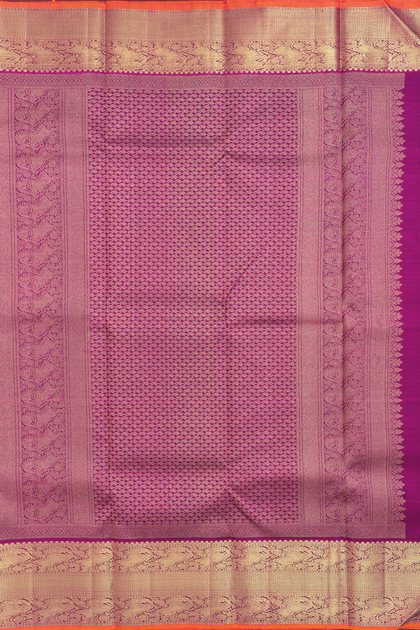 Kanchipuram Silk Saree In Plum Purple With Zari Buttas