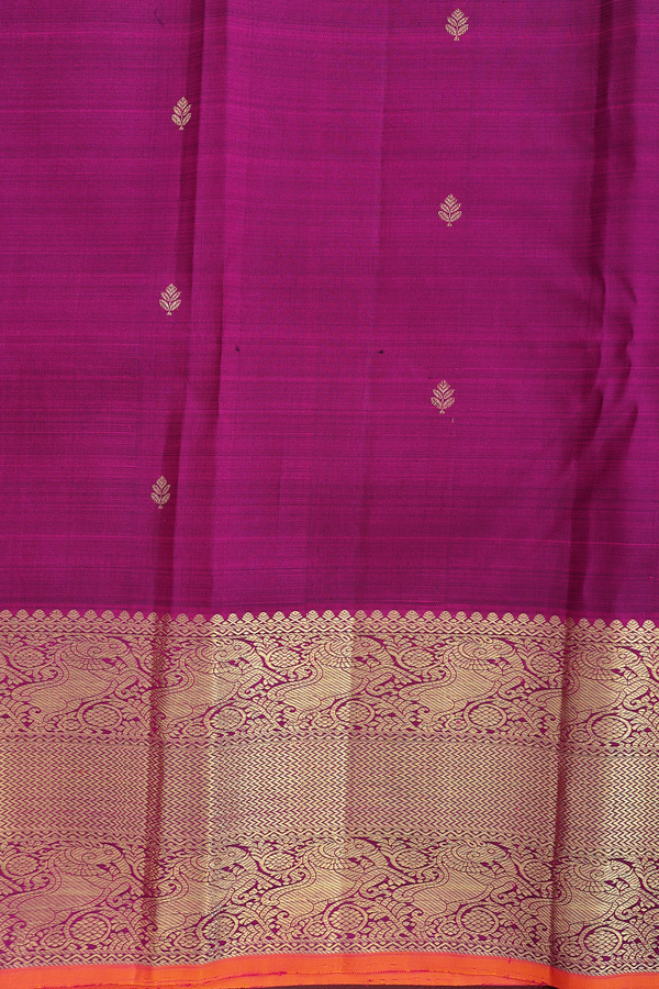 Kanchipuram Silk Saree In Plum Purple With Zari Buttas