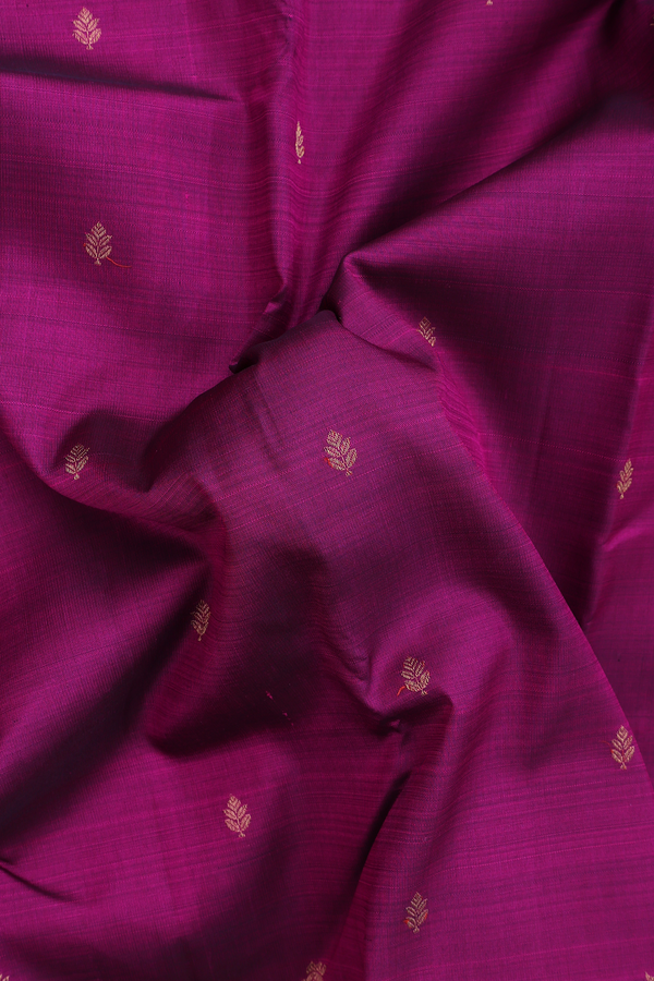 Kanchipuram Silk Saree In Plum Purple With Zari Buttas