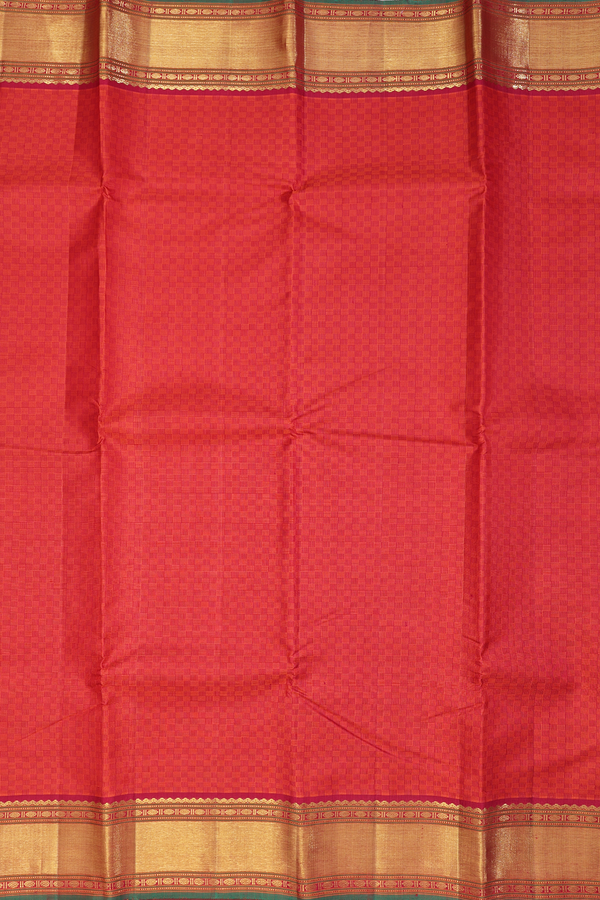 Kanchipuram Silk Saree In Orange With Paai Madippu Kattai