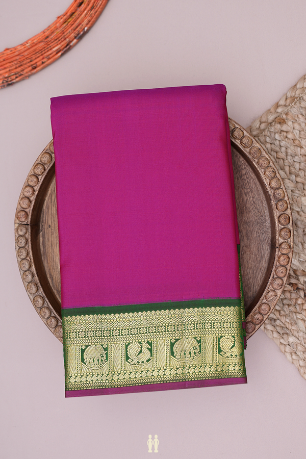 Kanchipuram Silk Saree In Plain Dual Tone With Korvai Border