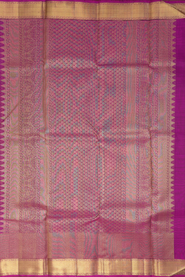 Kanchipuram Silk Saree In Emerald Green With Zari Buttas