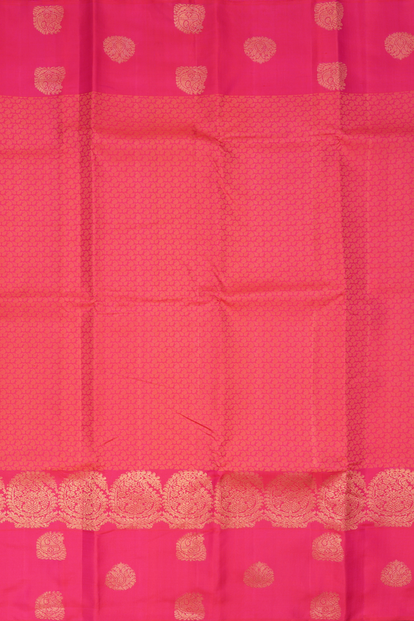 Kanchipuram Silk Saree In Rani Pink With Jacquard Pattern