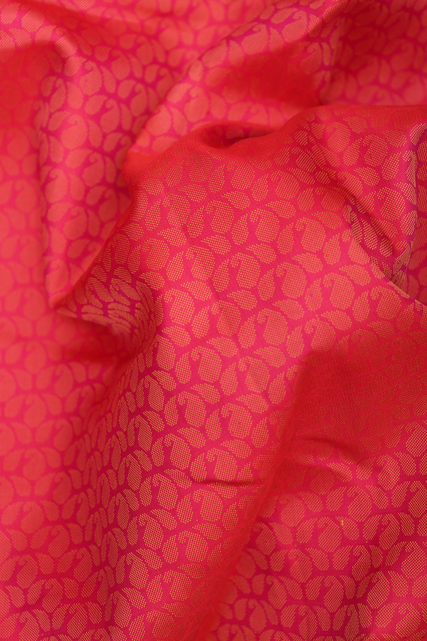 Kanchipuram Silk Saree In Rani Pink With Jacquard Pattern