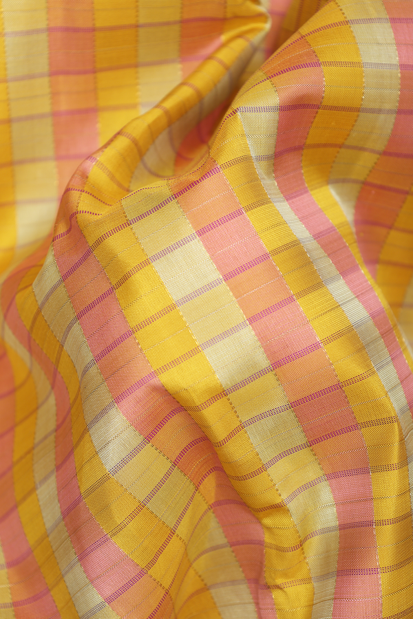Kanchipuram Silk Saree In Multicolor With Checks Design