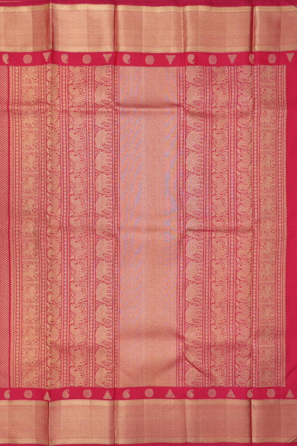 Kanchipuram Silk Saree In Scarlet Red With Brocade Design