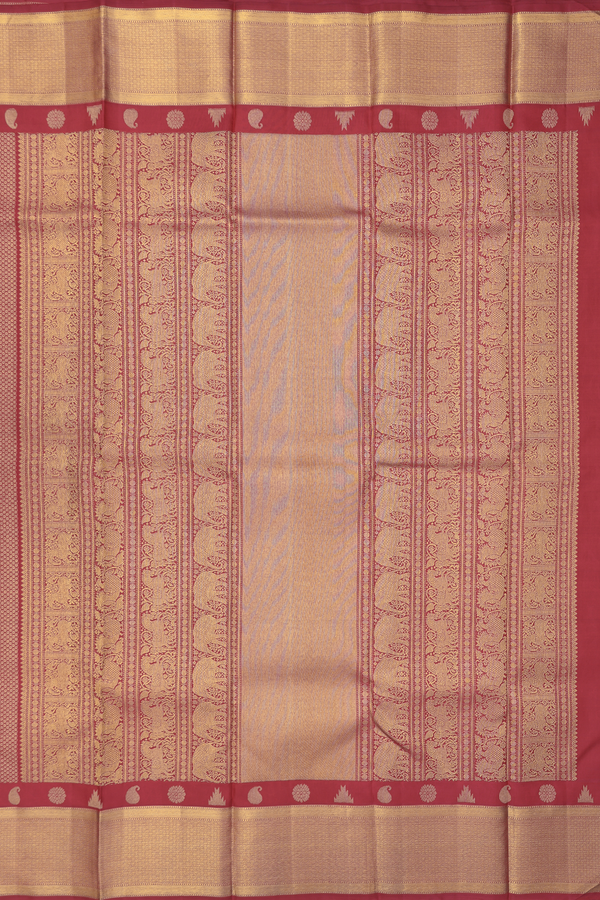 Kanchipuram Silk Saree In Scarlet Red With Brocade Design