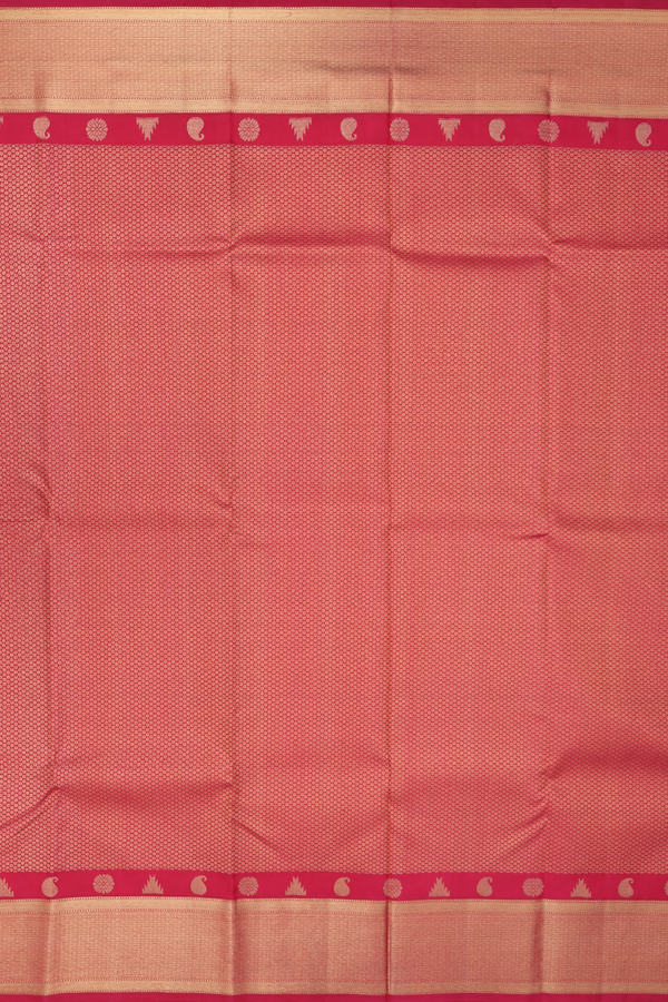 Kanchipuram Silk Saree In Scarlet Red With Brocade Design