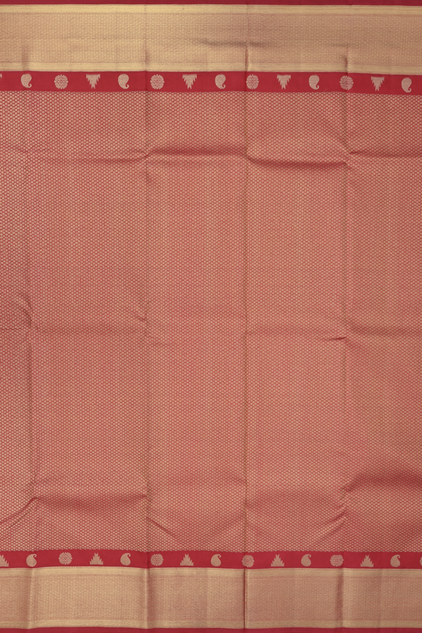 Kanchipuram Silk Saree In Scarlet Red With Brocade Design