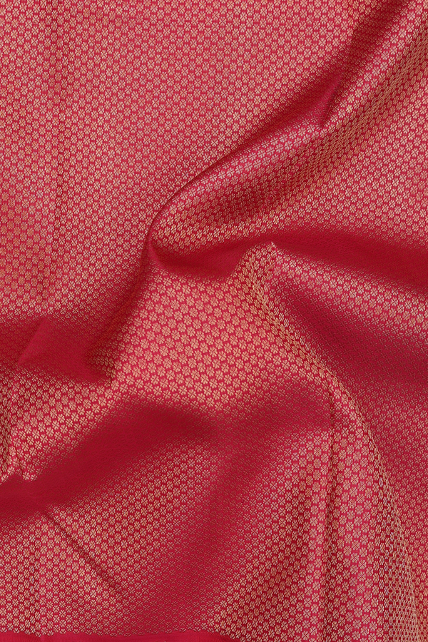 Kanchipuram Silk Saree In Scarlet Red With Brocade Design