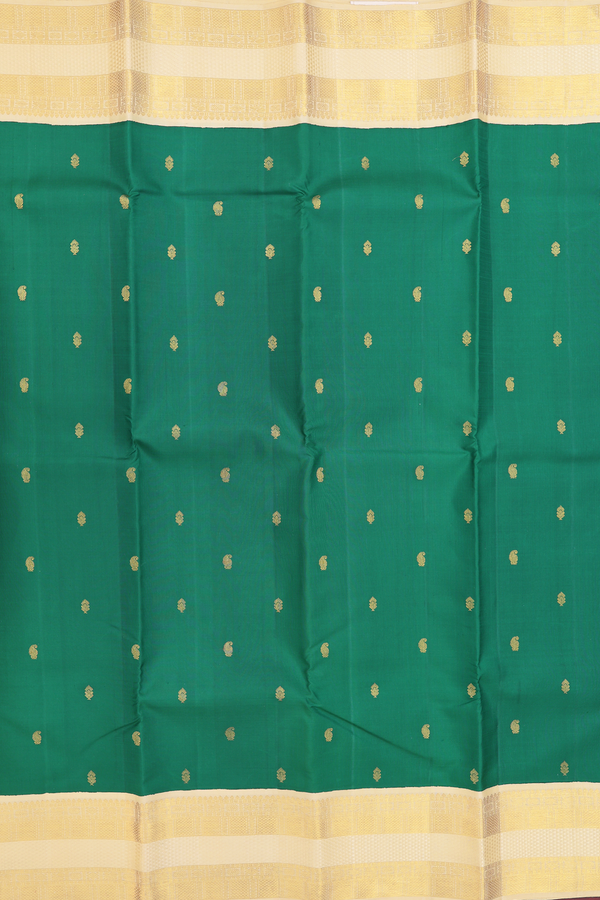 Kanchipuram Silk Saree Green With Paisley Buttas