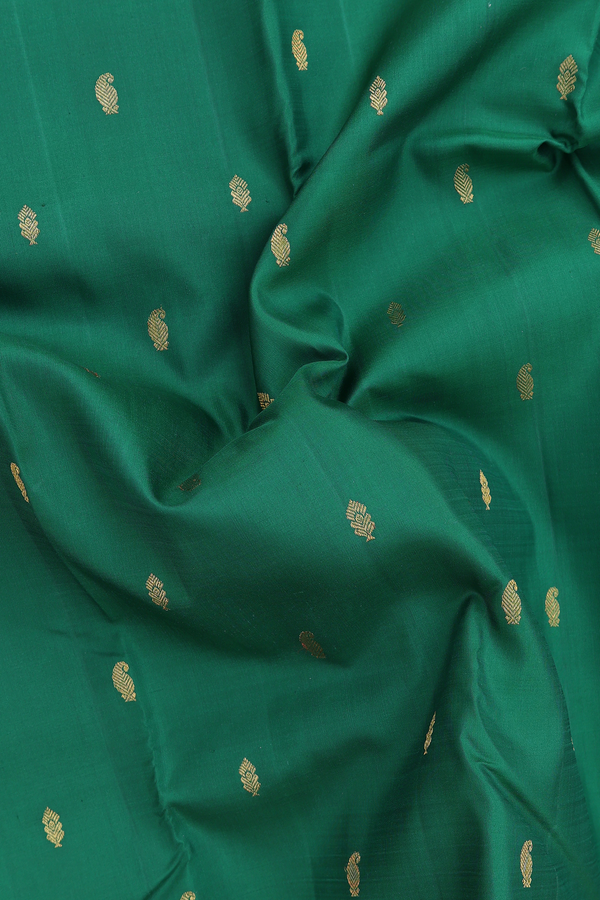 Kanchipuram Silk Saree Green With Paisley Buttas