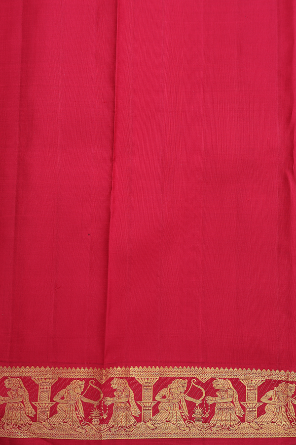 Kanchipuram Silk Saree In Honey Orange With Zari Buttas