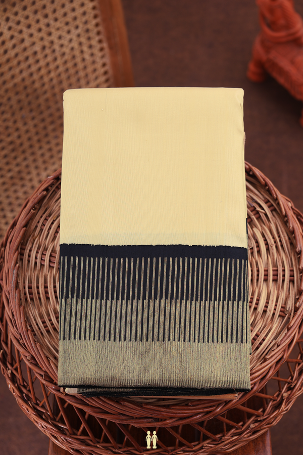 Kanchipuram Silk Saree In Beige With Contrast Border