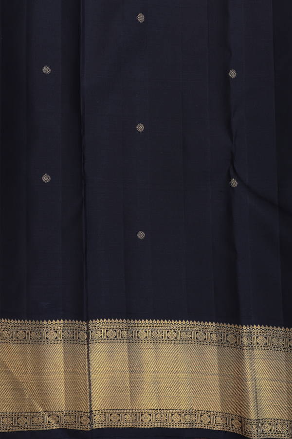 Kanchipuram Silk Saree In Mustard Yellow With Floral Buttas