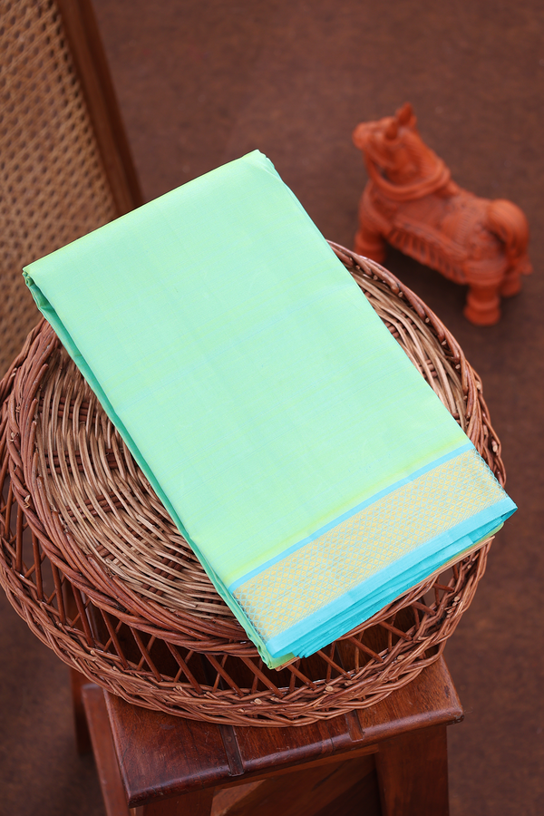 Kanchipuram Silk Saree In Sea Green With Contrast Border