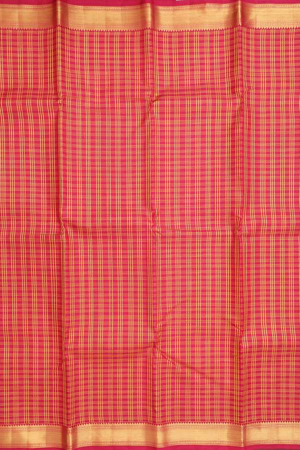 Kanchipuram Silk Saree In Red With Checks Design