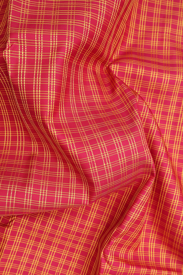 Kanchipuram Silk Saree In Red With Checks Design