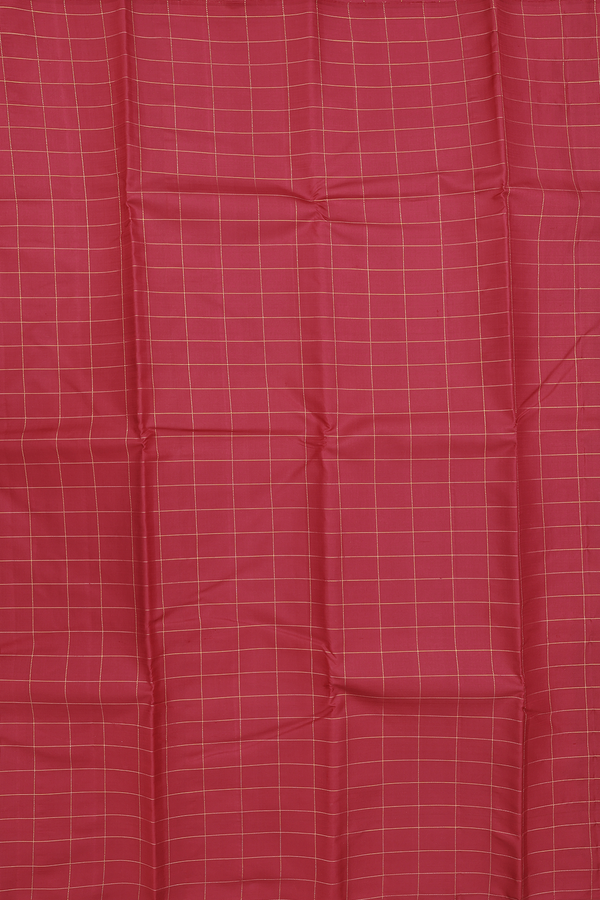 Kanchipuram Silk Saree In Ruby Red With Checks Design