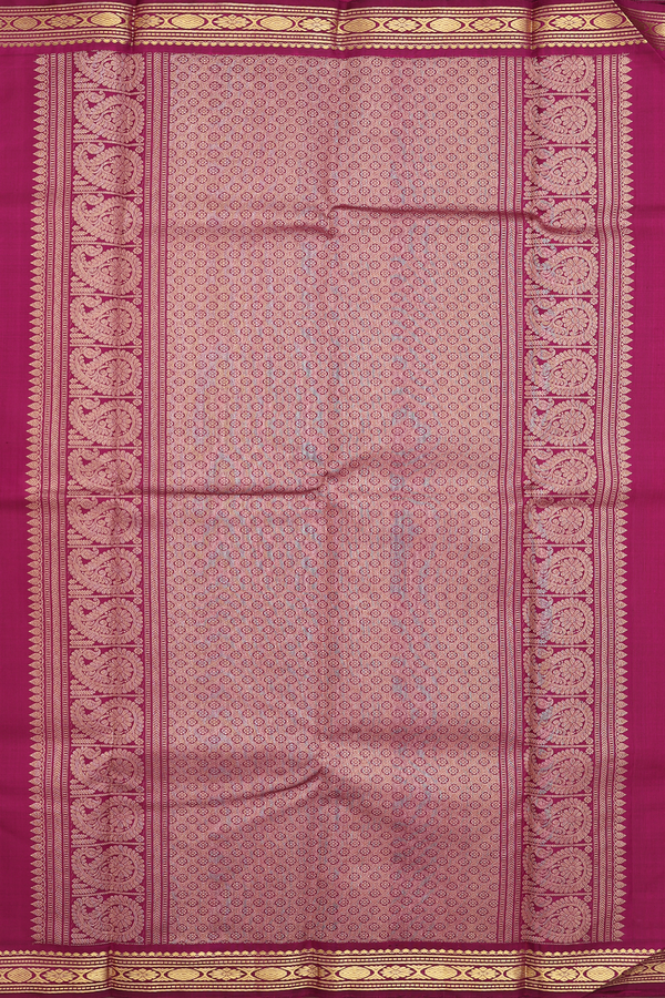 Kanchipuram Silk Saree In Rani Pink With Peacock Buttas