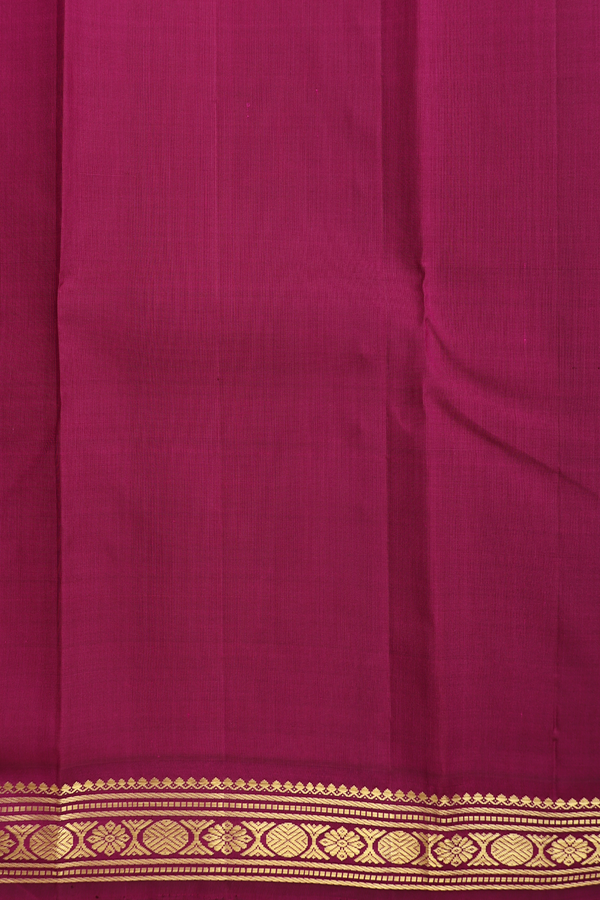 Kanchipuram Silk Saree In Rani Pink With Peacock Buttas