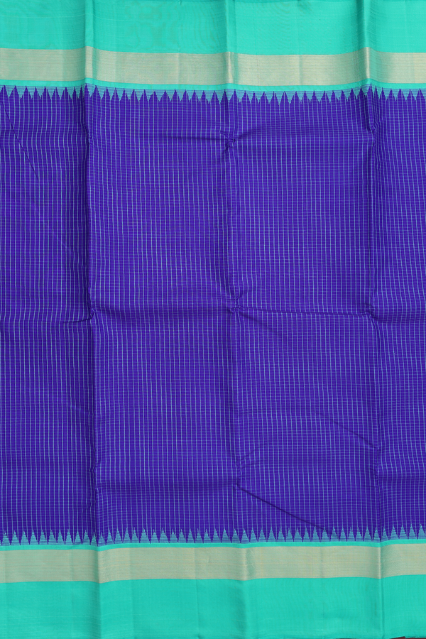 Kanchipuram Silk Saree In Indigo Blue With Checks Design