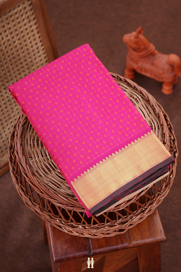 Kanchipuram Silk Saree In Pink With Jacquard Design