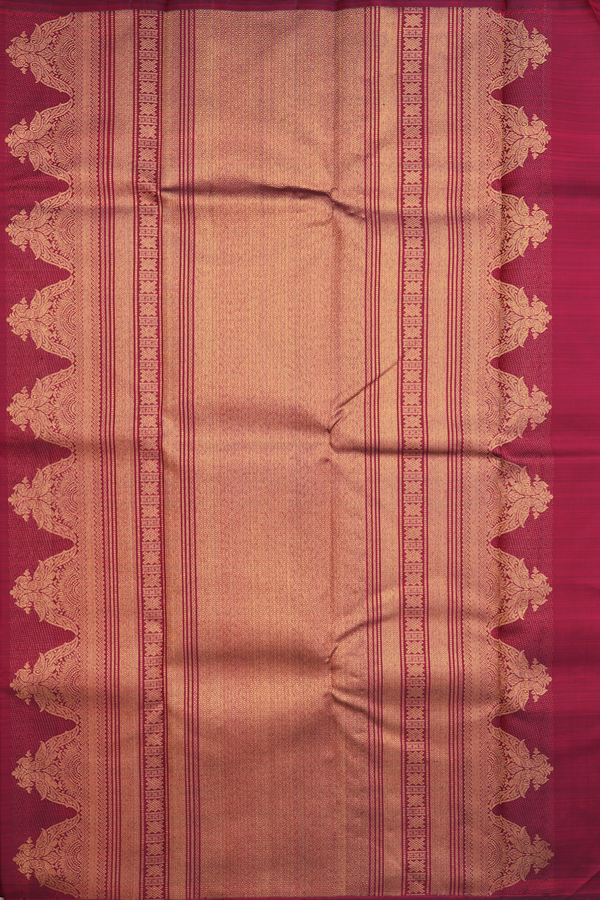 Kanchipuram Silk Saree In Burgundy Red With Zari Buttis