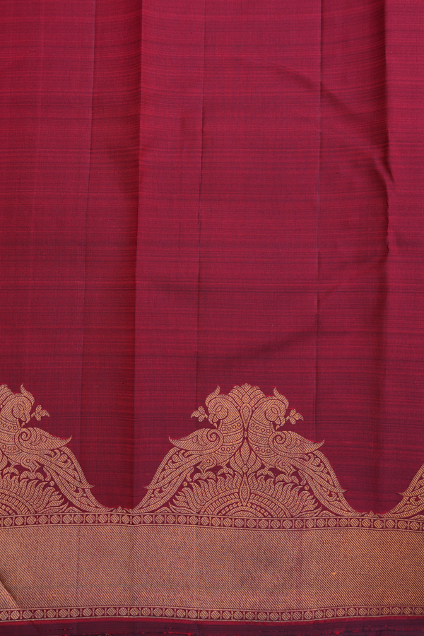 Kanchipuram Silk Saree In Burgundy Red With Zari Buttis