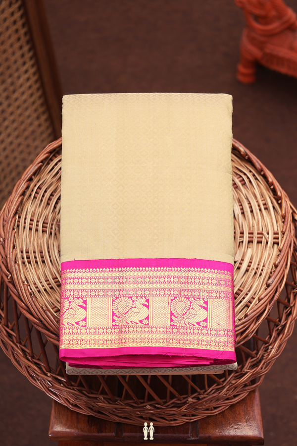 Kanchipuram Silk Saree In Tan Brown With Jacquard Pattern