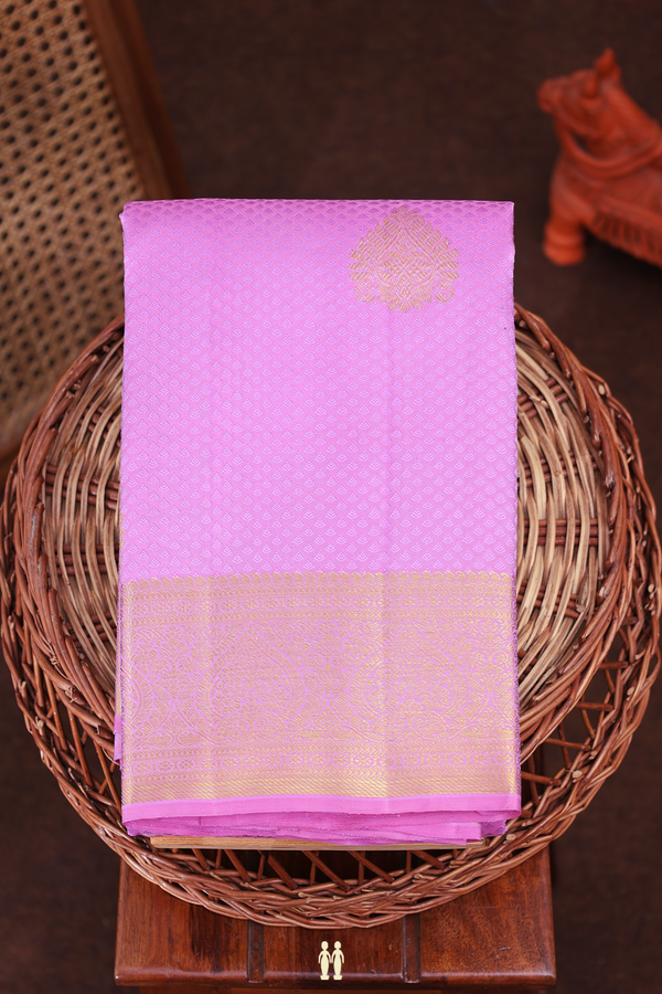 Kanchipuram Silk Saree In Lotus Pink With Jacquard Pattern