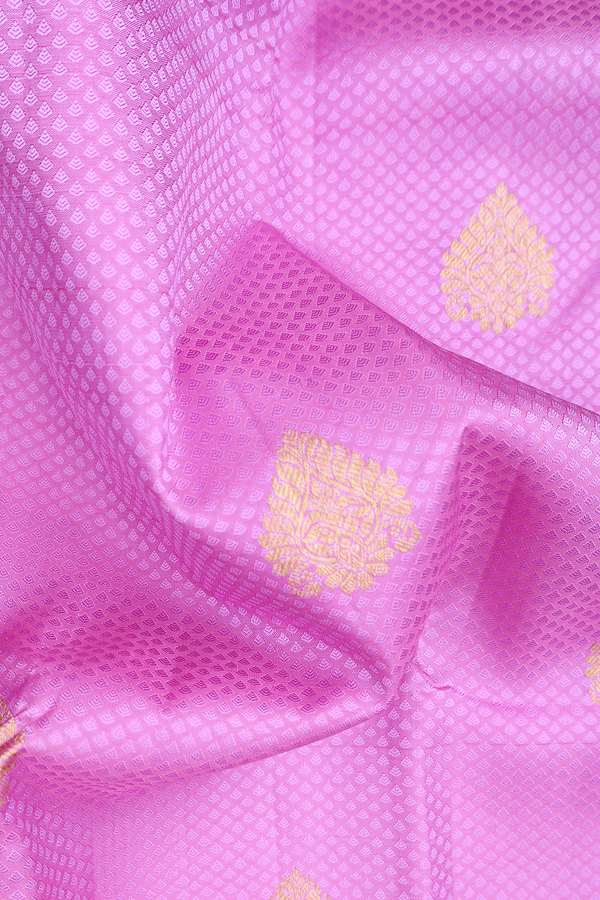 Kanchipuram Silk Saree In Lotus Pink With Jacquard Pattern